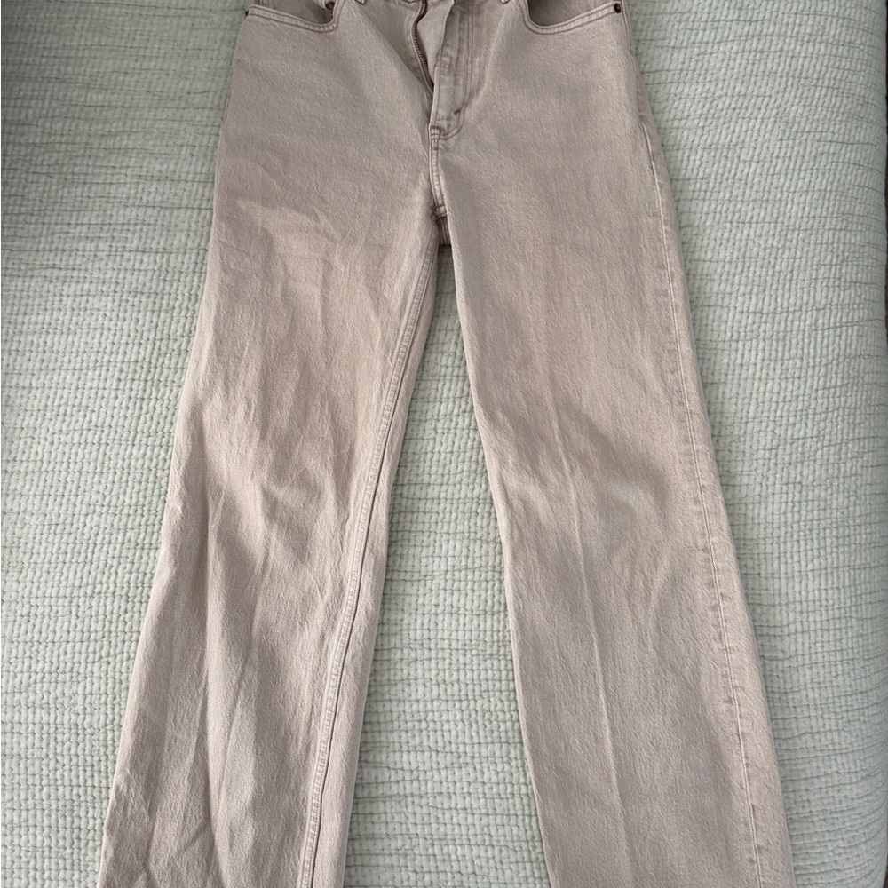 Abercrombie & Fitch Straight-Leg Jeans in Light Taupe